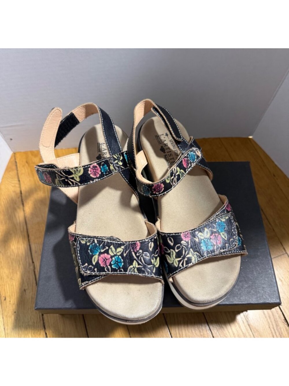 Spring Step L'Artiste Clara Womens Sandals EU38 Floral Leather Comfort Walking - Picture 6 of 16
